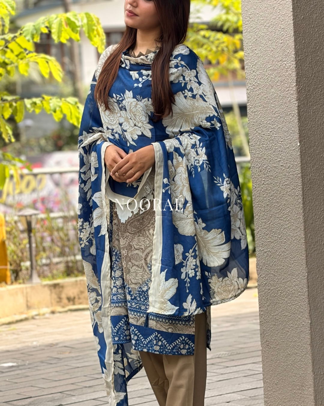 Noor Blue Embroidered Suit Set