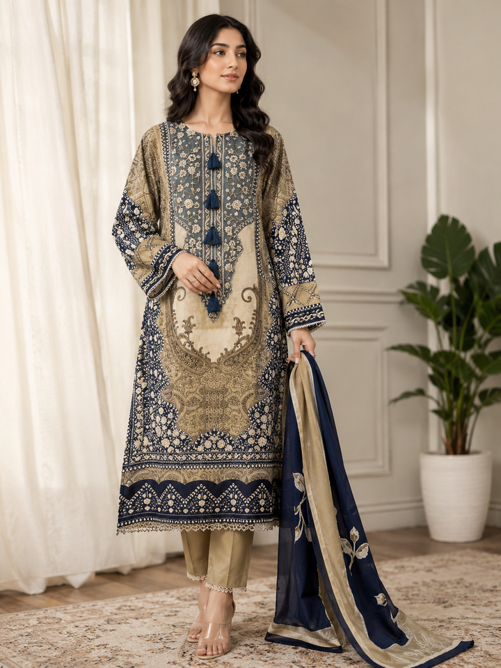 Noor Blue Embroidered Suit Set