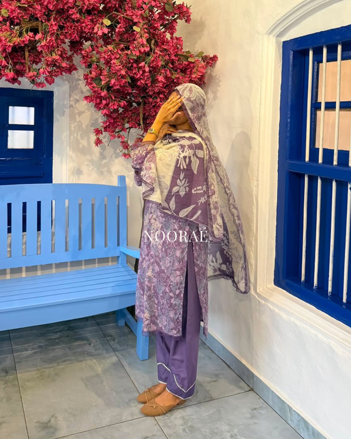 Lavender & Rose Embroidered Suit Set