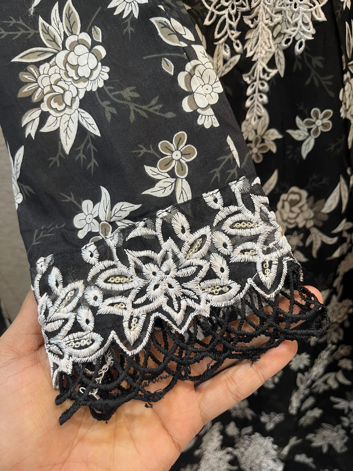 Noiré — Black & White Embroidered 3-Piece Set