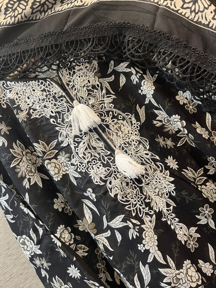 Noiré — Black & White Embroidered 3-Piece Set