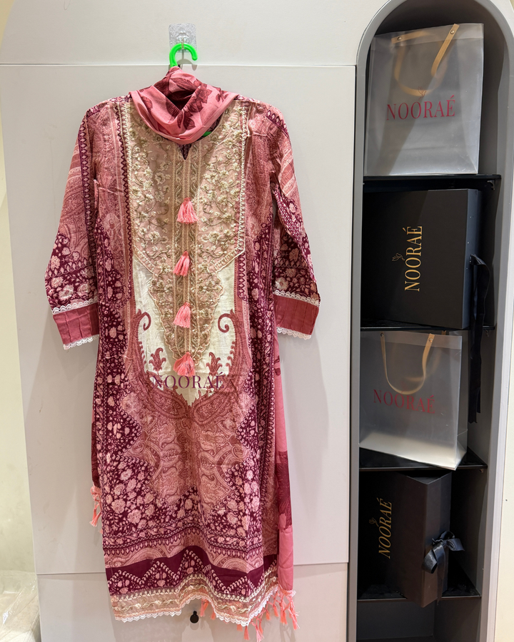 Rosé Bloom Embroidered Suit Set