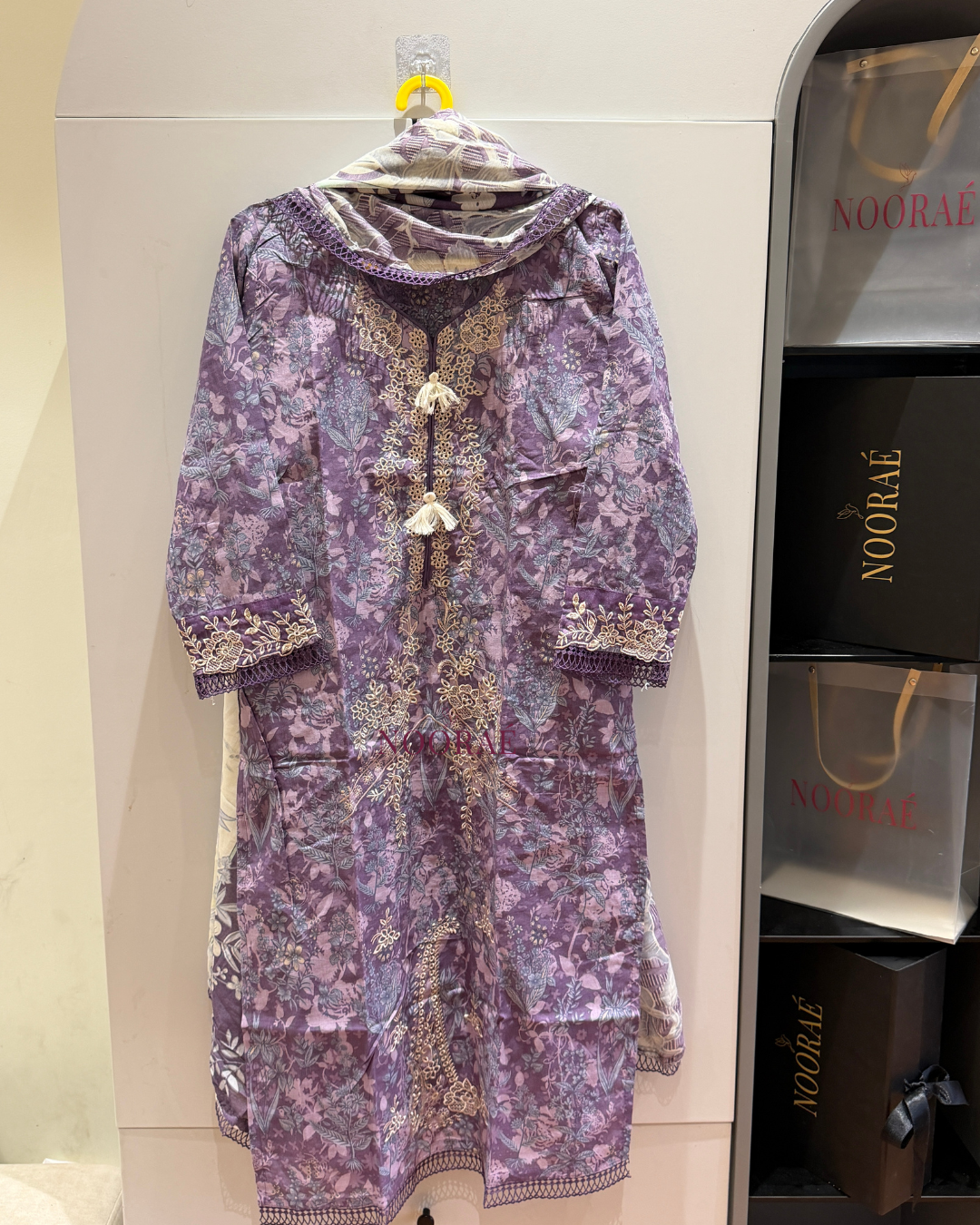 Lavender & Rose Embroidered Suit Set