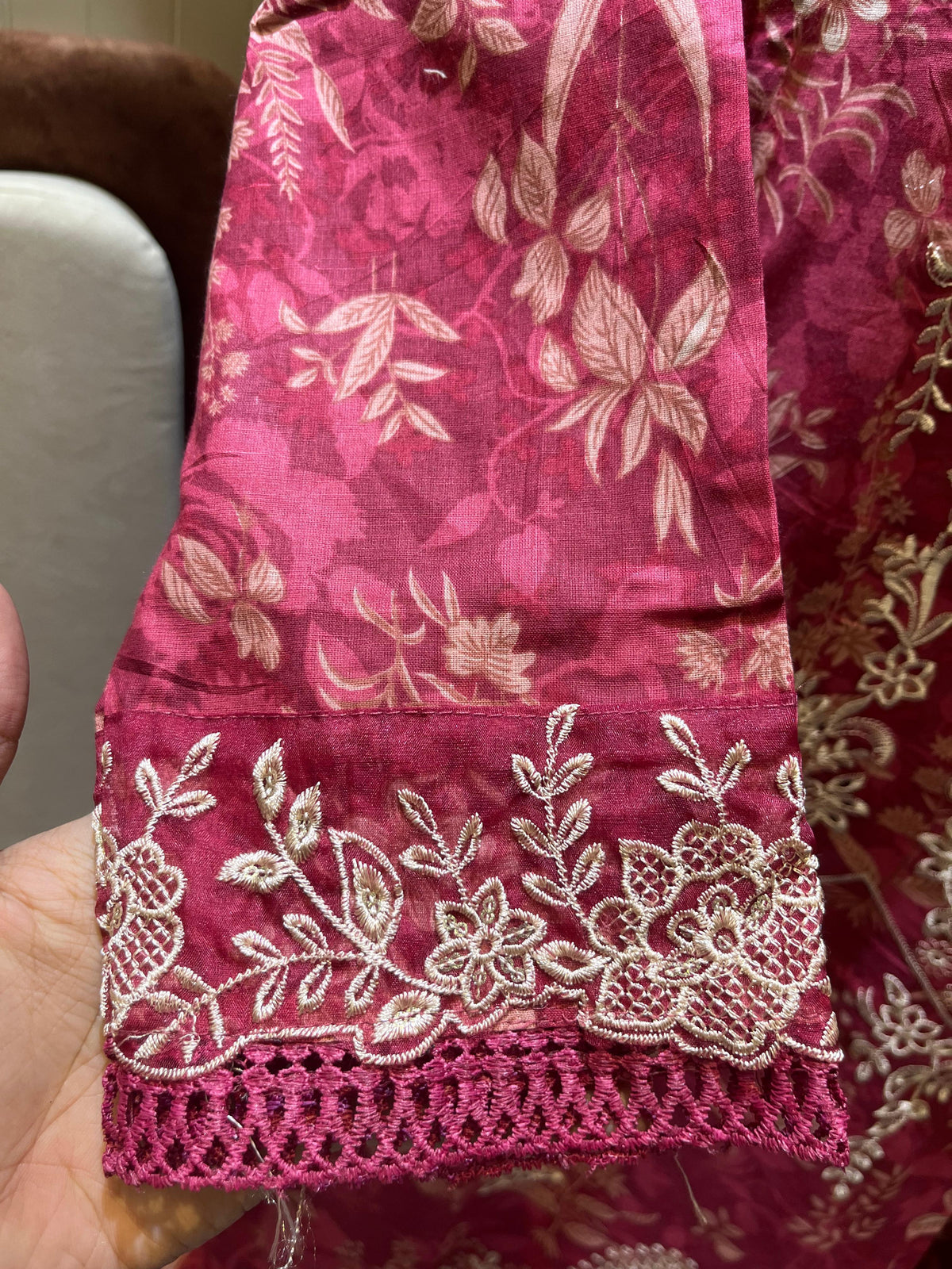 Lavender & Rose Embroidered Suit Set